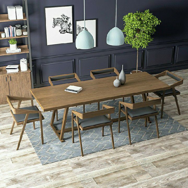 Solid Wood Contemporary Rectangular Dining Table Pine Wood Top Table with Trestle Base Clearhalo ' dining_table' 'Dining Tables & Seating' 'Dining Tables' 'furn' 'furn_dining_table' 'Furniture' 'furniture_dining_table' 'Kitchen & Dining Furniture' 'kitchen&dining_furn' 'kitchen' 'kitchen_dining_table' 1200x1200_f91c84ee-c629-4778-bfa8-a5ae16bee2d8