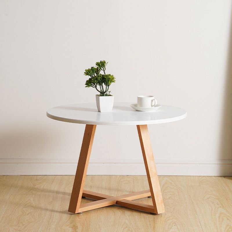 Table basse ronde en bois de style moderne, table de cocktail à pieds croisés