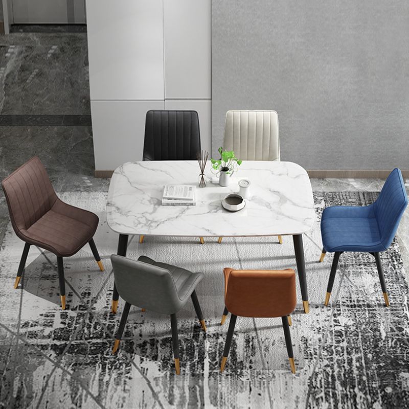 Glam Style Metal Dining Room Chairs Armless PU Leather Chair for Restaurant Clearhalo ' kitchen&dining_furn' 'Dining Chairs' 'Dining Tables & Seating' 'dining_chair' 'furn' 'furn_dining_chair' 'Furniture' 'furniture_dining_chair' 'Kitchen & Dining Furniture' 'kitchen' 1200x1200_f92072fb-2d1c-440b-996e-50ea0a71a152