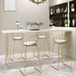 Mesa de bar rectangular Glam, mesa de mostrador de madera maciza de 1/2/3 piezas con taburetes tapizados