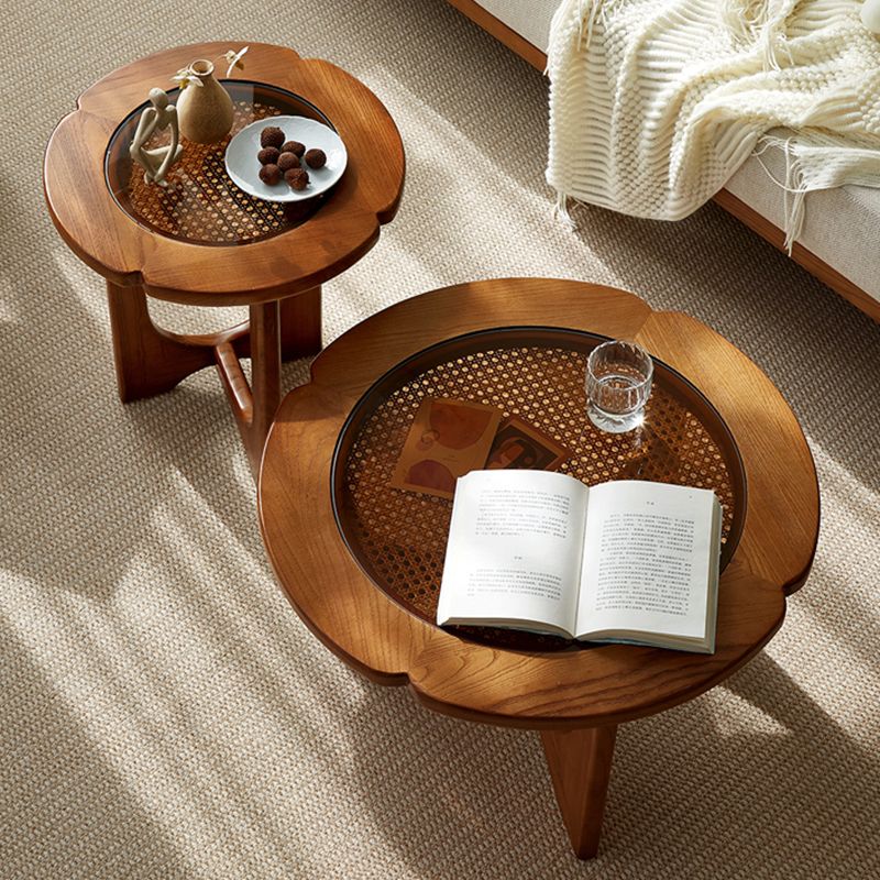 Table basse ou table d'appoint avec plateau en verre, pieds croisés noirs, table de cocktail