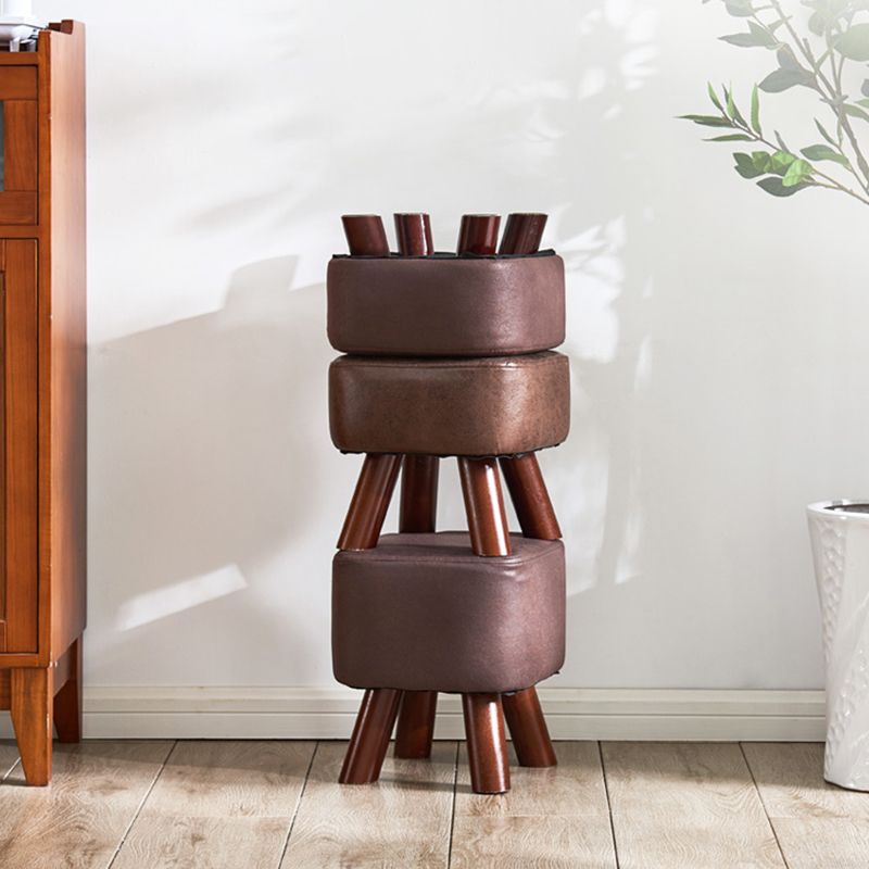 Mid-Century Modern Pouf Ottoman PU Leather Upholstered Solid Color Square Ottoman Clearhalo 'furn' 'furn_ottomans_poufs' 'Furniture' 'Living Room Furniture' 'Ottomans & Poufs' 'ottomans_poufs' 1200x1200_f925aec9-d5b5-48af-93ae-fab5b173bd3c