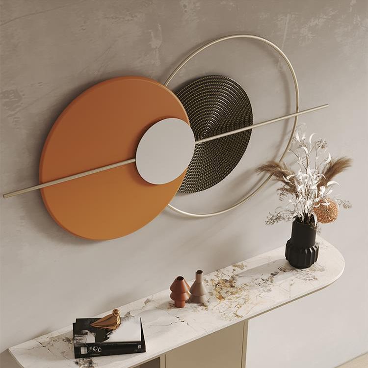 Glam Stone Accent Table Half Moon Metal Sofa Console Table for Hall