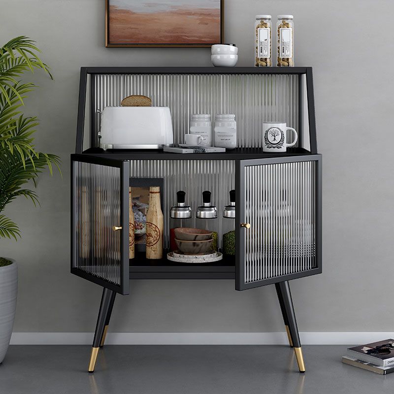 Matte Finish Glam Dining Server Kitchen Sideboard with Glass Doors Clearhalo 'buffet_sideboard' 'Buffets & Sideboards' 'furn' 'furn_buffet_sideboard' 'Furniture' 'Kitchen & Dining Furniture' 1200x1200_f926f6f0-75b0-4d04-a4f8-3e5188330b35