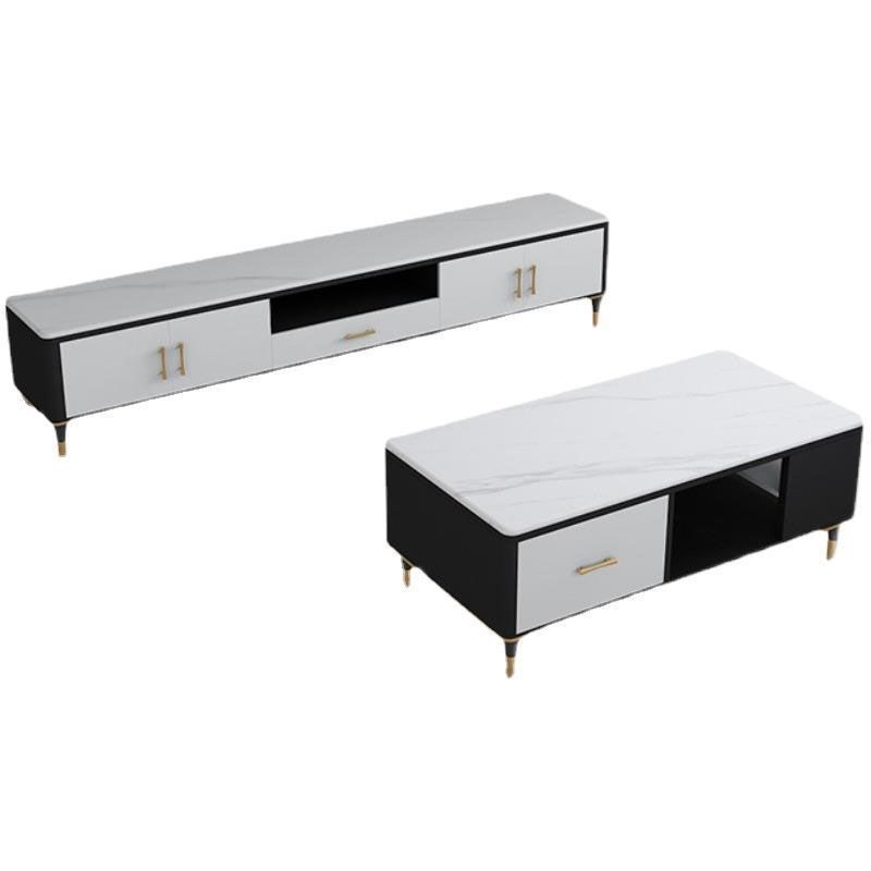 Contemporary TV Media Stand Stone TV Media Console with Drawer Clearhalo 'furn' 'furn_tv_stands_entertainment_centers' 'Furniture' 'Living Room Furniture' 'TV Stands & Entertainment Centers' 'TV Stands & Media Storage Furniture' 'tv_stands_entertainment_centers' 1200x1200_f9282e6f-e51d-4404-b466-40a4daff01e2