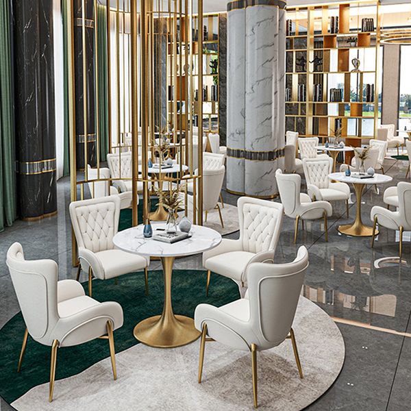 Round Golden Base Dining Table Glam Stone Table for Dining Room Clearhalo 'Dining Tables & Seating' 'Dining Tables' 'dining_table' 'furn' 'furn_dining_table' 'Furniture' 'Kitchen & Dining Furniture' 1200x1200_f928d912-7bec-4503-a822-e29bfe6f0fe9