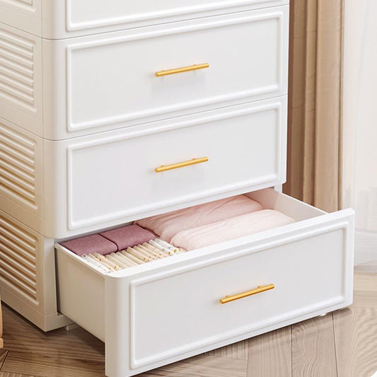 Armade di plastica contemporanea di armadi bianchi e verdi non ostacoli