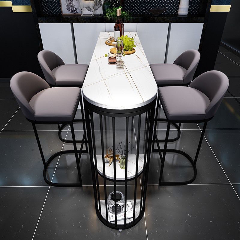 Dining Room Stone Top Counter Table Iron Base 42-inch Height Modern Bar Table Clearhalo 'Bar Furniture' 'Bar Tables' 'bar_tables' 'furn' 'furn_bar_tables' 'Furniture' 'furniture_bar_tables' 'Kitchen & Dining Furniture' 1200x1200_f929bfd0-16e1-4300-bb71-28be3c050f92