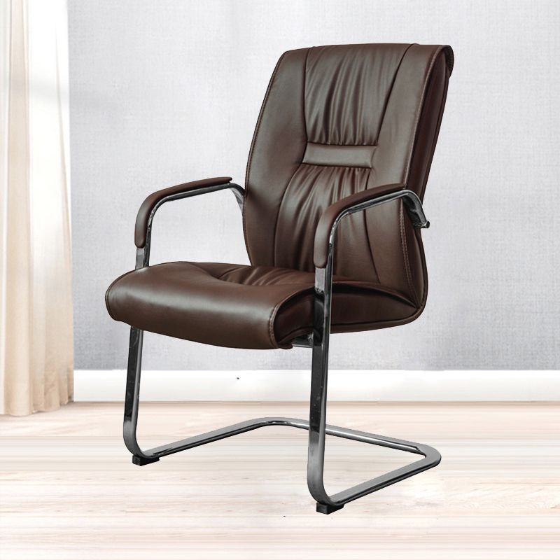 No Distressing Black Arm Chair Faux Leather and Chrome Frame Office Chair Clearhalo 'furn' 'furn_office_chair' 'Furniture' 'Office Chairs' 'Office Furniture' 'office_chair' 1200x1200_f92ae3ae-a31f-4409-8803-964f9d66b86d