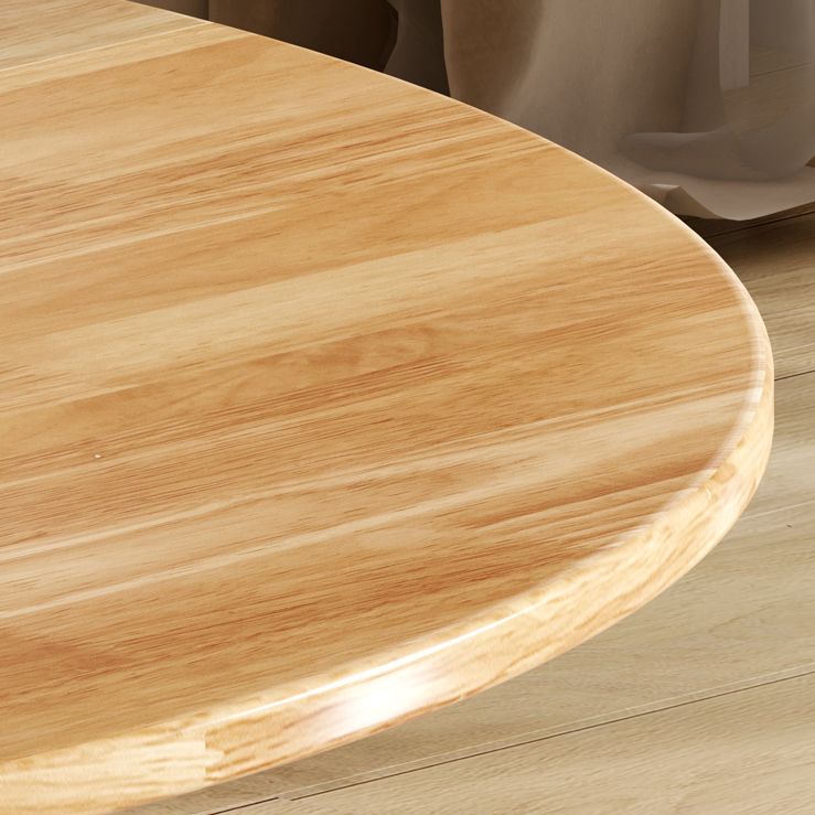 Mesa de comedor redonda de madera maciza de estilo moderno con hojas abatibles en color natural