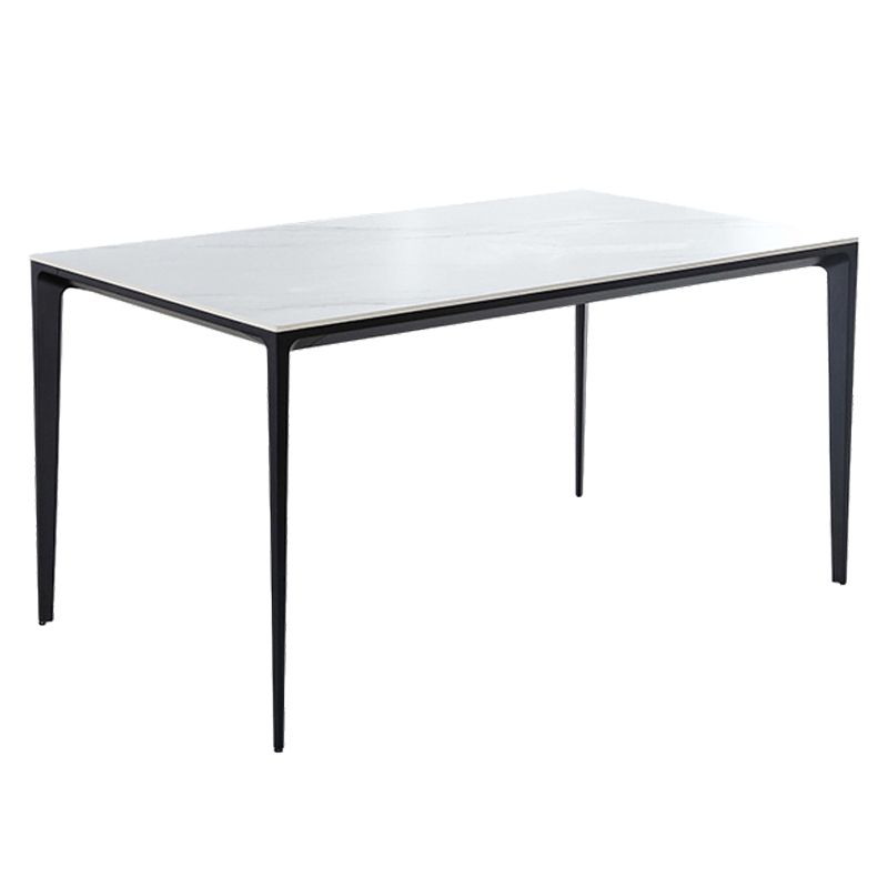 Industrial Sintered Stone Dining Table 4 Legs Solid Aluminum Base Rectangle Table for Home Clearhalo ' dining_table' 'Dining Tables & Seating' 'Dining Tables' 'furn' 'furn_dining_table' 'Furniture' 'furniture_dining_table' 'Kitchen & Dining Furniture' 'kitchen&dining_furn' 'kitchen' 'kitchen_dining_table' 1200x1200_f92b3652-bb18-4925-8fe0-0ea46aa35303