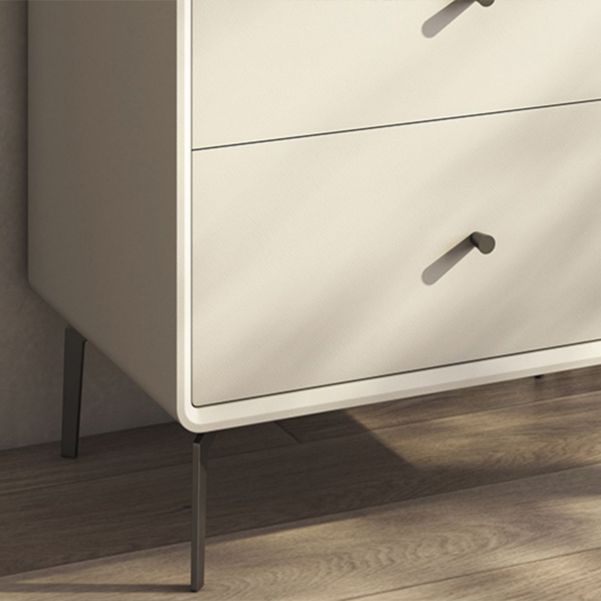 Verticale lederen borst met metalen benen borst met laden voor slaapkamer