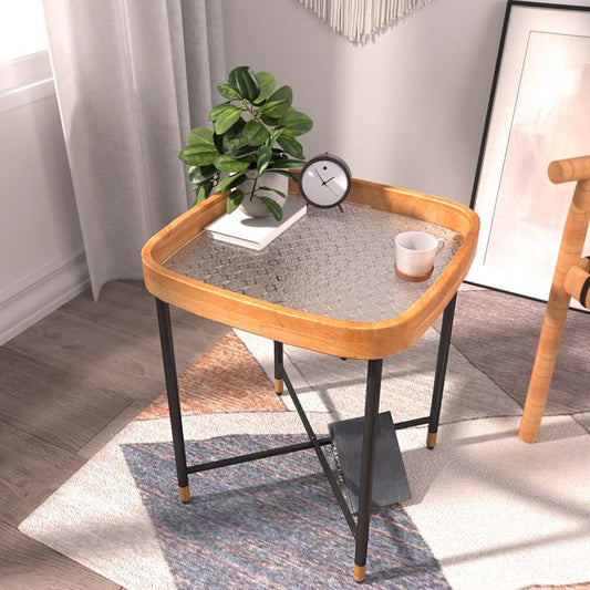Modern Square Corner Table Cross Legs Side End Table for Living Room