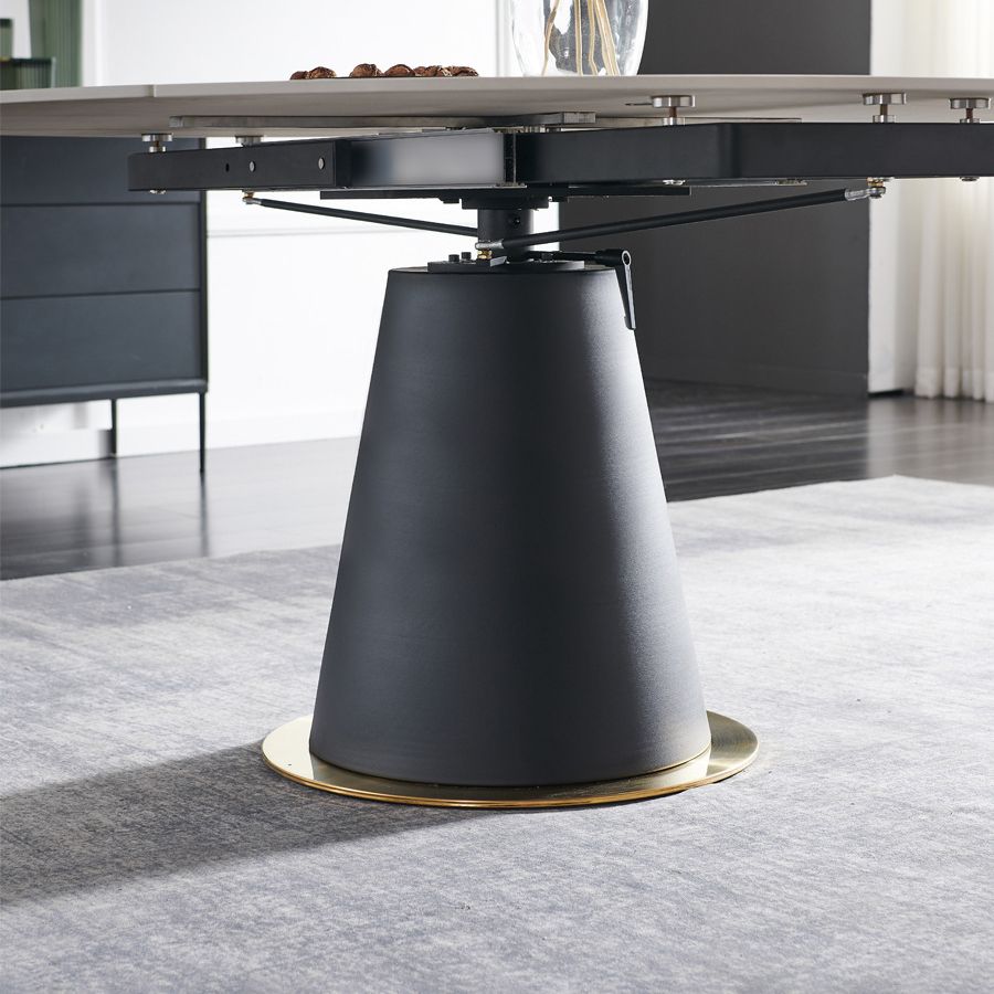 Traditional Luxury Dining Table Round Sintered Stone Pedestal Table with Metal Base Clearhalo ' dining_table' 'Dining Tables & Seating' 'Dining Tables' 'Furniture' 'furniture_dining_table' 'Kitchen & Dining Furniture' 'kitchen&dining_furn' 'kitchen' 'kitchen_dining_table' 1200x1200_f92f8054-2aca-4300-a999-8073020b929d