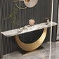 Half Moon Contemporary Console Table in Grey/Gold Stone Console Sofa Table