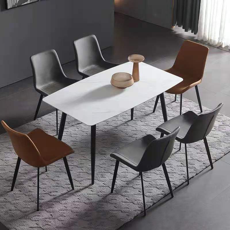 Dining Room Set Modern with Sintered Stone Dining Table and Padded Chairs Clearhalo 'Dining Room Sets' 'Dining Tables & Seating' 'dining_room_set' 'furn' 'furn_dining_room_set' 'Furniture' 'furniture_dining_room_set' 'Kitchen & Dining Furniture' 'kitchen&dining_furn' 'kitchen' 1200x1200_f93146e3-2435-4af1-ae51-5ddfa3e7c705