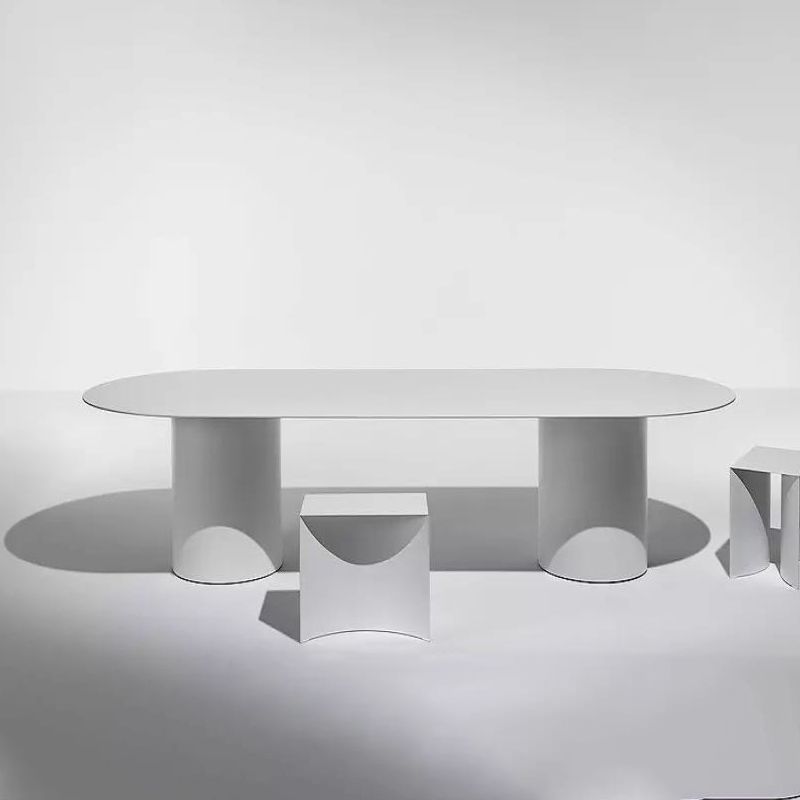 Oval Modern Dining Table Solid Wood Fixed Table with Double Pedestal Base Clearhalo ' dining_table' 'Dining Tables & Seating' 'Dining Tables' 'furn' 'furn_dining_table' 'Furniture' 'furniture_dining_table' 'Kitchen & Dining Furniture' 'kitchen&dining_furn' 'kitchen' 'kitchen_dining_table' 1200x1200_f933714b-b764-4821-95e0-1856a400faa6