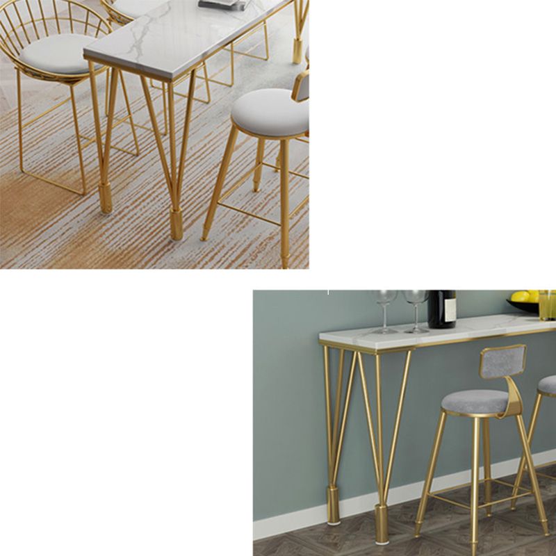 Table moderne à hauteur de bar avec plateau en pierre blanche, table de 41,3 pouces de hauteur