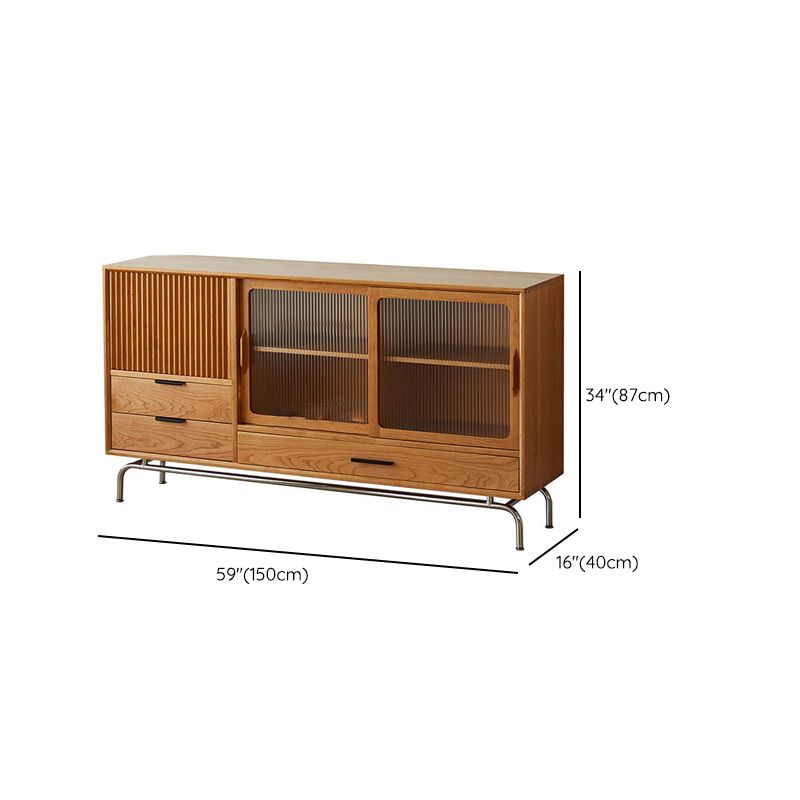 Contemporary Glass Doors Display Stand Pine Storage Cabinet for Dining Room Clearhalo 'Display & China Cabinets' 'display_china_cabinets' 'furn' 'furn_display_china_cabinets' 'Furniture' 'Kitchen & Dining Furniture' 1200x1200_f934fa47-16e6-425e-86d5-4558717ba63c