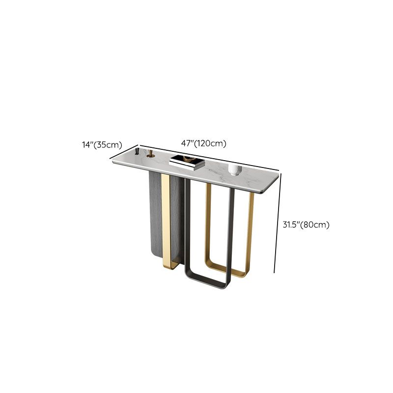 Glam Rectangle Console Table Stain Resistant Stone Console Sofa Table for Hall Clearhalo 'Console Tables' 'console_tables' 'Entry & Mudroom Furniture' 'furn' 'furn_console_tables' 'Furniture' 1200x1200_f9375015-da9e-436b-b6c5-e1080bade816