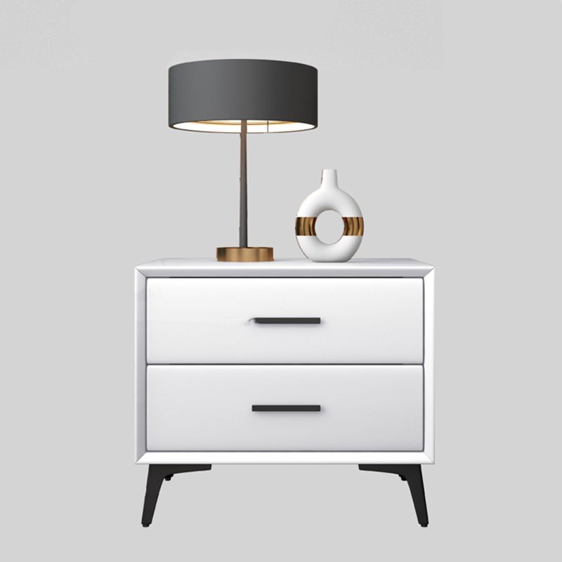 Comodino da 20 "hindici da 2-cassetto comodino moderno comodino da letto in pelle finta con gambe