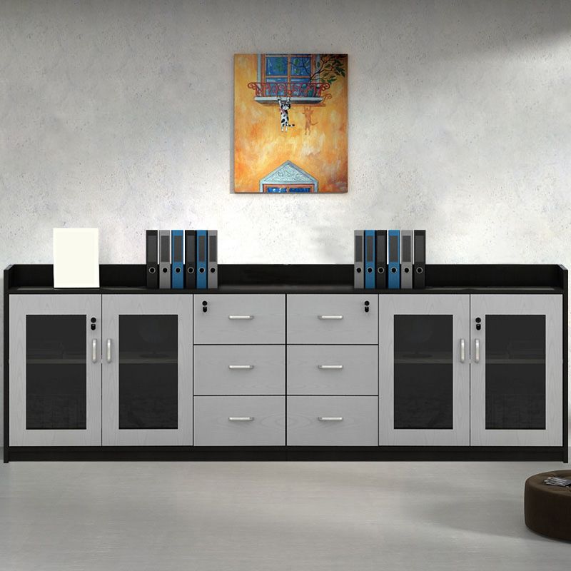 Moderni cassetti di bloccaggio in legno e archiviazione laterale di archiviazione