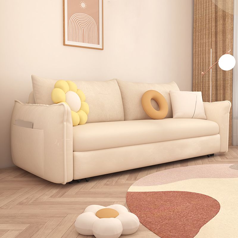 Scandinavian White Sleeper Sofa Faux Leather Foam Convertible Sofas Clearhalo 'furn' 'furn_futons' 'Furniture' 'Futons & Daybeds' 'Futons' 'Living Room Furniture' 1200x1200_f93bc010-0de0-4da5-b8dd-ffc4a07ce15d