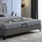 Letto standard grigio contemporaneo con letto trapuntato e gambe