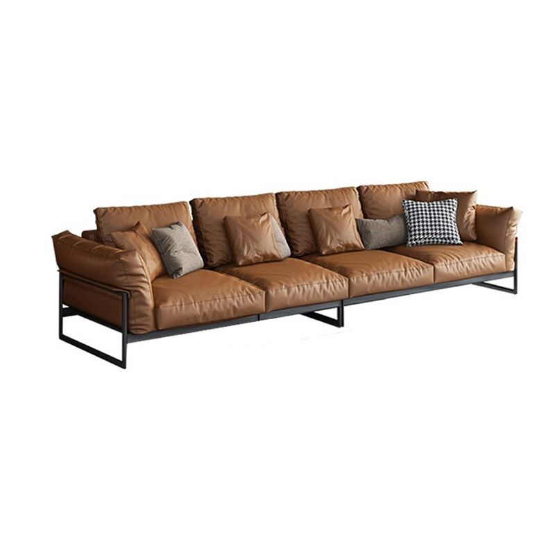 Genuine Leather Classic Industrial Sofa 33.46"High Square Arm Sofa & Bolster Pillows Clearhalo 'furn' 'furn_sofas' 'Furniture' 'furniture_sofas' 'kitchen' 'kitchen_sofas' 'Living Room Furniture' 'Sofa' 'sofas' 1200x1200_f9409f88-36cc-4d9e-b916-3e699f6380c9