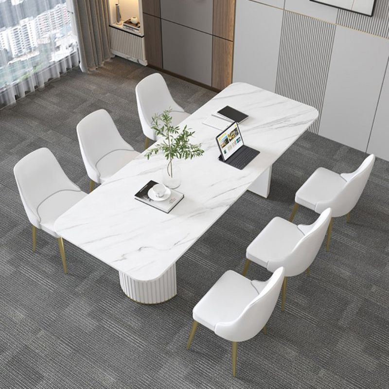 Table de conférence de forme rectangulaire de bureau en pierre avec 2 lames en noir / blanc