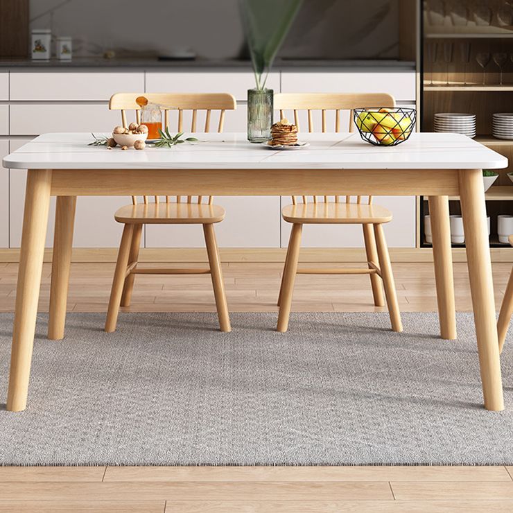 Rubberwood Solid Wood Dining Table Simplicity Dining Table with 4 Legs Clearhalo ' dining_table' 'Dining Tables & Seating' 'Dining Tables' 'Furniture' 'furniture_dining_table' 'Kitchen & Dining Furniture' 'kitchen&dining_furn' 'kitchen' 'kitchen_dining_table' 1200x1200_f940d6ca-43a0-46dd-b0c4-84d1822f13d6