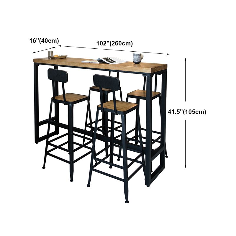 Modern Rectangle Bar Dining Table Wood Trestle Bar Height Pub Table with Iron Base Clearhalo 'Bar Furniture' 'Bar Tables' 'bar_tables' 'furn' 'furn_bar_tables' 'Furniture' 'furniture_bar_tables' 'Kitchen & Dining Furniture' 'kitchen&dining_furn' 'kitchen' 1200x1200_f9434c60-9fbb-419a-83d8-31ea2595b03e