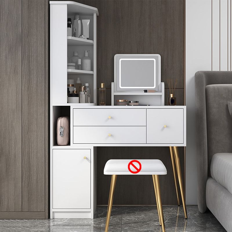 Materiale a base di legno in stile glam tavolo da toeletta bianca/grigia con cassetti e ripiani