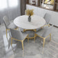White Stone Top Dining Table Contemporary Dining Table with Pedestal Base Clearhalo 'Dining Tables & Seating' 'Dining Tables' 'dining_table' 'furn' 'furn_dining_table' 'Furniture' 'furniture_dining_table' 'Kitchen & Dining Furniture' 'kitchen' 'kitchen_dining_table' 1200x1200_f943c3a6-bb16-4f48-a753-b9b149d91957