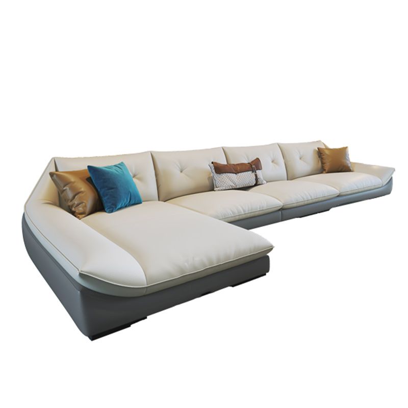 Tufted Faux Leather Pillow Top Arm Sofa with Stain Resistant and Waterproof Clearhalo 'furn' 'furn_sectionals' 'Furniture' 'furniture_sectionals' 'kitchen' 'kitchen_sectionals' 'Living Room Furniture' 'Sectionals' 1200x1200_f944b2ea-b816-4bd9-aadb-89b8ca90b4e6