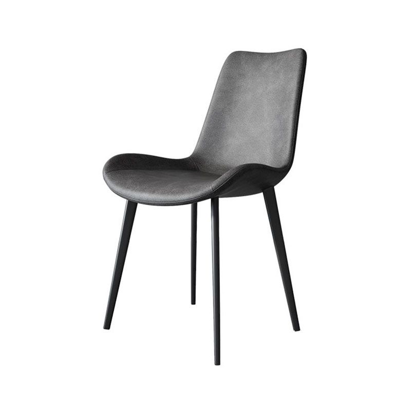 Modern Dining Side Chair Matte Finish Leather Curved Parsons Armless Chair Clearhalo ' kitchen&dining_furn' 'Dining Chairs' 'Dining Tables & Seating' 'dining_chair' 'furn' 'furn_dining_chair' 'Furniture' 'furniture_dining_chair' 'Kitchen & Dining Furniture' 'kitchen' 1200x1200_f945c357-ac6d-4d02-a21c-5dc9b167cde3