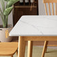 Rectangle Stone Dining Table Rubberwood Solid Wood Legs Dining Table