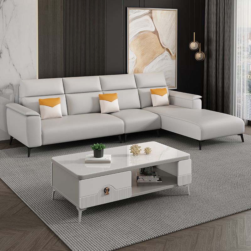 Contemporary Sofa Chaise Faux Leather Living Room Square Arm Seating Clearhalo 'furn' 'furn_sectionals' 'Furniture' 'Living Room Furniture' 'Sectionals' 1200x1200_f947937b-0a14-4977-8489-6df167992300