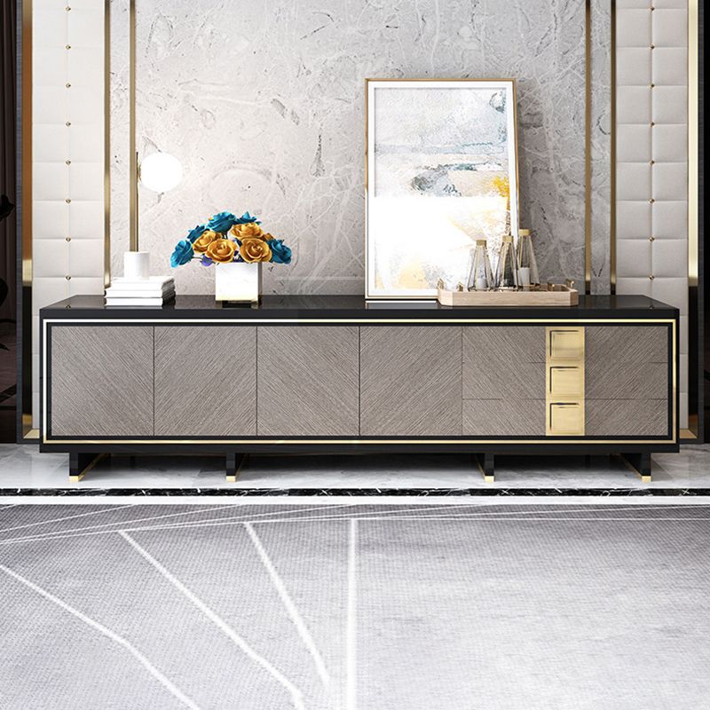 Console multimédia contemporaine Console de meuble TV en bois avec tiroirs