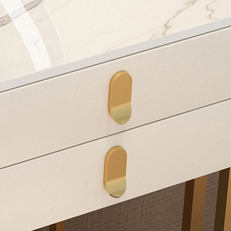 Modern Dressing Table with 6 Drawers and Stone Top in Solid Wood Frame