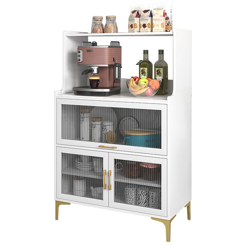 Steen en houtbuffet bijboard moderne open opslag met glazen deuren