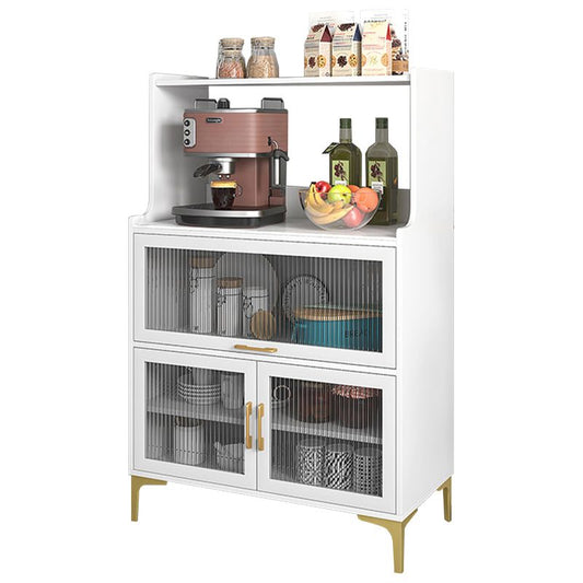 Sideboard a buffet in pietra e legno moderno stoccaggio aperto con porte di vetro