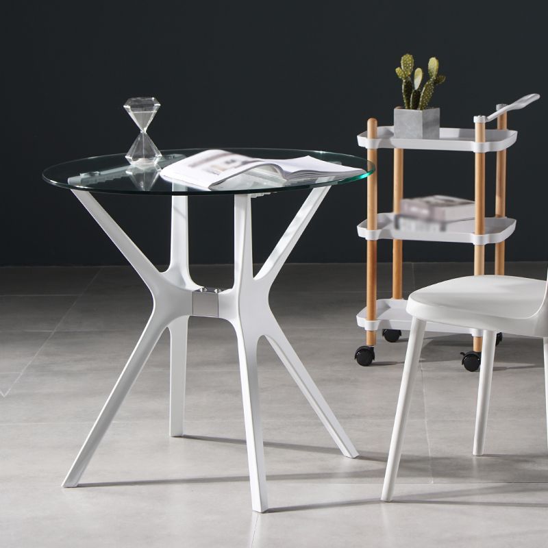 31.5" Modern Style Dining Table Round Glass Pedestal Dining Table for Home Use Clearhalo ' dining_table' 'Dining Tables & Seating' 'Dining Tables' 'furn' 'furn_dining_table' 'Furniture' 'furniture_dining_table' 'Kitchen & Dining Furniture' 'kitchen&dining_furn' 'kitchen' 'kitchen_dining_table' 1200x1200_f94c00c3-fade-4619-bb81-3ced3335520d