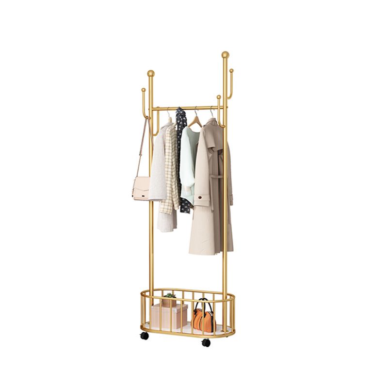 Modern Coat Rack Free Standing Hooks Design Metallic Coat Hanger with Universal Wheel Clearhalo 'Entry & Mudroom Furniture' 'furn' 'furn_hall_tree_coat_racks' 'Furniture' 'Hall Trees & Coat Racks' 'hall_tree_coat_racks' 1200x1200_f94c4baf-9980-4667-b42f-0f2a3fa3a3e7