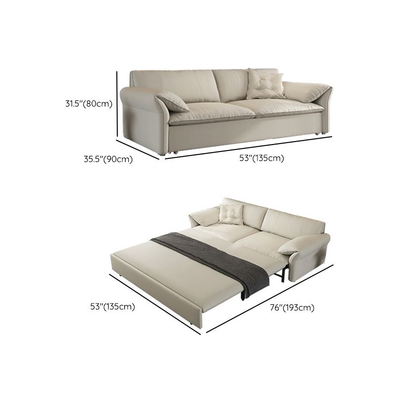 Contemporary Beige Futon Sleeper Sofa Bed with Solid Wood Storage Clearhalo 'furn' 'furn_futons' 'Furniture' 'Futons & Daybeds' 'Futons' 'Living Room Furniture' 1200x1200_f94d900d-4d7b-4356-bb74-b401e8ce76ec