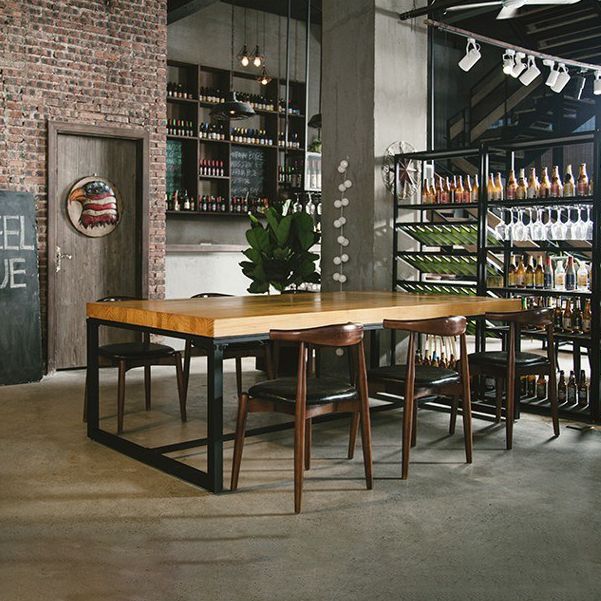 Industriële rechthoekige eettafel Eetkamer Massief houten eettafel