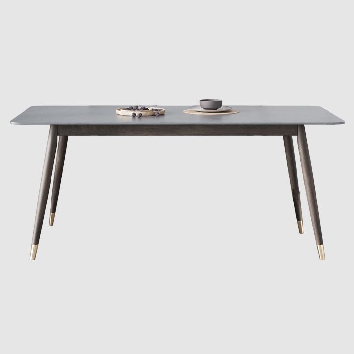 Modern Sintered Stone Top Kitchen Dining Table Rectangle Gray Dining Table with 4 Legs Base Clearhalo ' dining_table' 'Dining Tables & Seating' 'Dining Tables' 'furn' 'furn_dining_table' 'Furniture' 'furniture_dining_table' 'Kitchen & Dining Furniture' 'kitchen&dining_furn' 'kitchen' 'kitchen_dining_table' 1200x1200_f9512e6f-fb78-4539-b5fa-99190f134607
