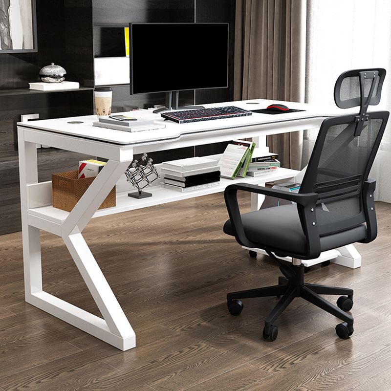 Escritorio moderno de oficina acabado antiguo escritorio de computadora de madera con patas de metal