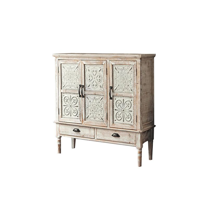 Gabinete de acento industrial con patas y estante de madera gabinete de madera angustiada