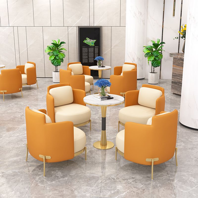 パッド入りの椅子付きグラムラウンドダイネットセット1/2/3/5 PCSホーム用の白い石のダイニングセット